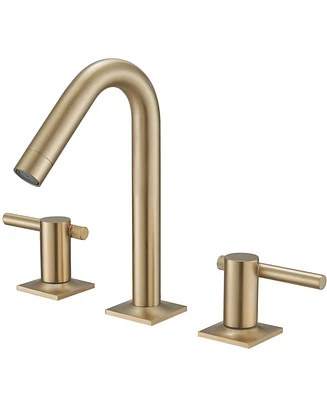 8 in. Widespread Double Handle High-Arc Bathroom Faucet Water-Saving With Drain Kit Brushed Nickel