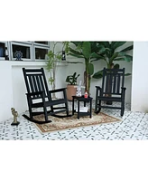 3-Piece Rocking Chair Set, All-Weather Rockers & Table - Black