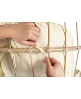 Outdoor Garden Rattan Egg Swing Chair Hanging Chair Wood+Khaki