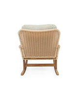 Modern 3-piece outdoor set, rocking chairs, table, beige cushions