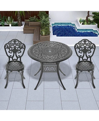 3-Piece Set Of All-Weather Cast Aluminum Dining Furniture Set With Black Frame