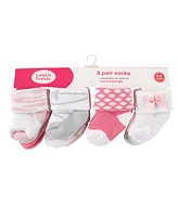 Luvable Friends Baby Girls Newborn Terry Socks, Ballet