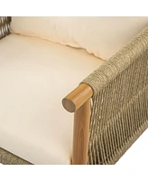 [Set of 2] 28" Modern Outdoor Woven Lounge Chair with Cushions