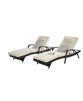 Outdoor Wicker Reclining Lounge Chair Set, Cushioned