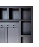 Farmhouse Hall Tree with 6 Hooks, Bench, Shelves, and 13 Cubbies