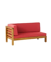 V-Shaped Acacia Wood Outdoor Sectional Sofa Set