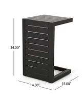 Modern Matte Black Aluminum C-Shaped Outdoor Side Table