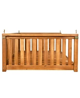 Minimalist Twin Teak Garden Swing Bed, Safe Sloped Design