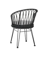 Boho Rattan Patio Dining Chairs - Set of 2
