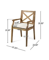 White Cushion Patio Dining Chairs - Solid Wood, Water-Resistant