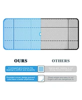 72" Expanded Metal Rectangular Picnic Table, Blue With Umbrella Hole