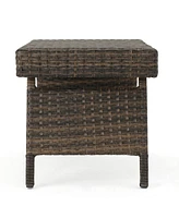 Faux Rattan Wicker Accent Table