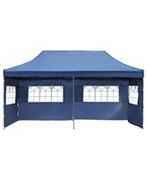 10x20 Pop-Up Canopy Tent, 6 Sidewalls, Uv/Waterproof, 3 Height, Roller Bag, Navy