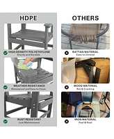 5-Piece Hdpe Outdoor Dining Set (Grey), Table & 4 Chairs