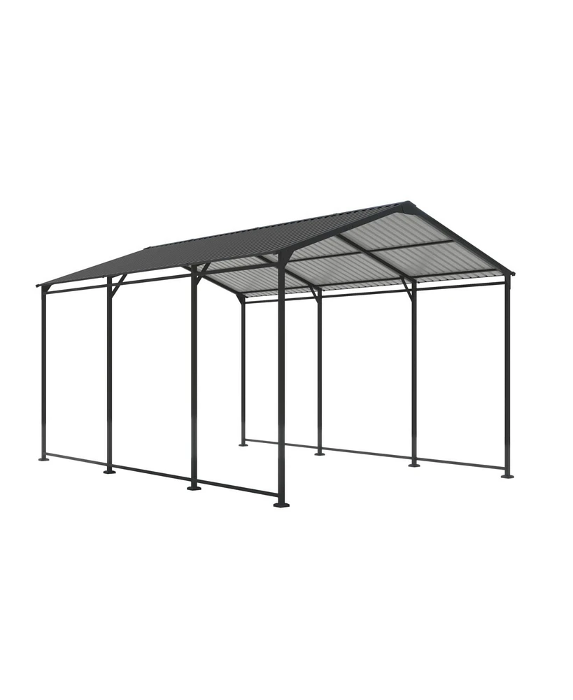 10x15 Metal Carport, Galvanized Steel Roof, Gray