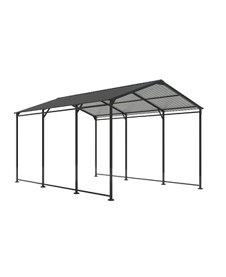 10x15 Metal Carport, Galvanized Steel Roof, Gray