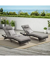 Outdoor Wicker Reclining Lounge Chairs (Set of 2) - Beach, Pool, Garden