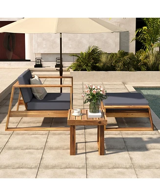 Acacia Lounge Set, Chair & Ottoman, Patio/Balcony/Garden