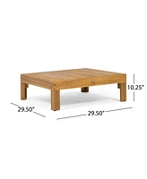 Acacia Wood Outdoor Loveseat Set with Coffee Table
