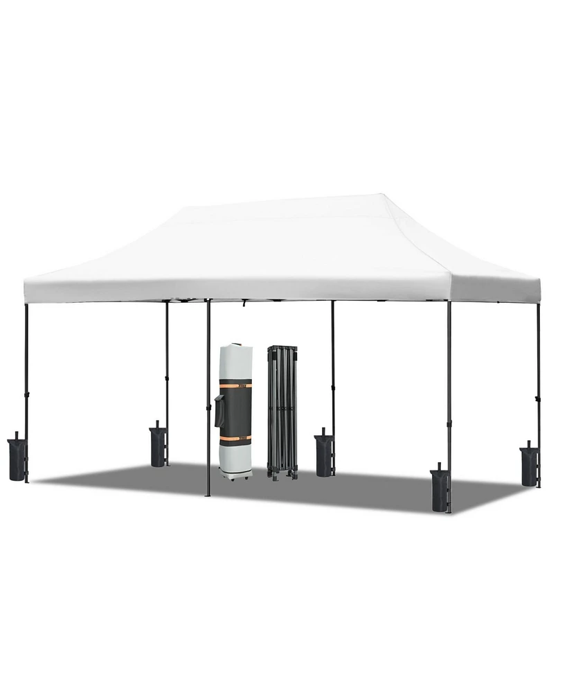 10x20 Pop Up Canopy Tent, Waterproof, Uv Protection, Adjustable Height, Roller Bag, White