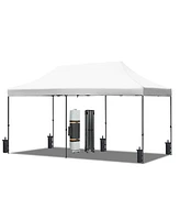 10x20 Pop Up Canopy Tent, Waterproof, Uv Protection, Adjustable Height, Roller Bag, White