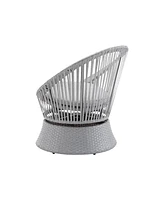 [Set of 2] 26,7" Modern Silver Grey Swivel Wicker Lounge Chair