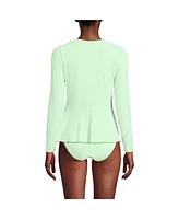 Lands' End Women's Long Sleeve Pique Peplum Upf 50 Rash Guard
