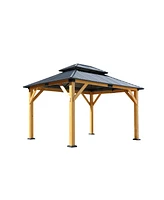 Fir wood gazebo, steel roof, netting, outdoor patio