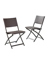 Folding Wicker Patio Dining Chair - Brown