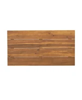 Acacia Loveseat & Table Set, Light Teak/White Cushions