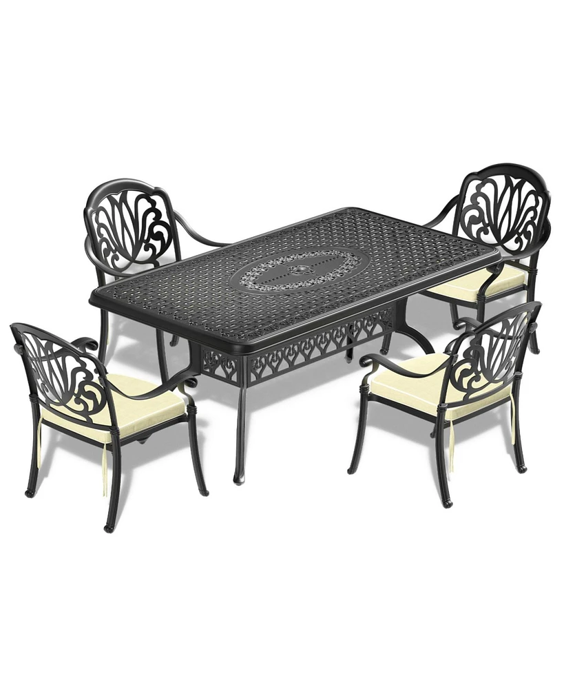 5-pc Cast Aluminum Patio Set, Black Frame