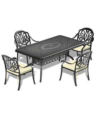 5-pc Cast Aluminum Patio Set, Black Frame