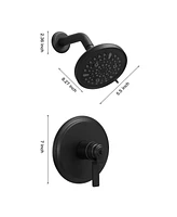 Single Handle 1-Spray Round Rain Shower Faucet Set 1.8 Gpm with High Pressure Shower Head in Matte Black