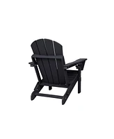 Black Folding Adirondack Set, 2 Chairs, Table