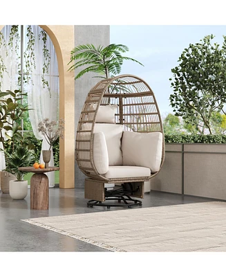 Outdoor Swivel Rattan Egg Chair, Rocking, Cushions, for Patio/Garden