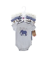 Touched by Nature Baby Boys Cotton Bodysuits, Classic Safari, Preemie