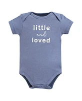 Touched by Nature Baby Boys Cotton Bodysuits, Blue Peanut, Preemie