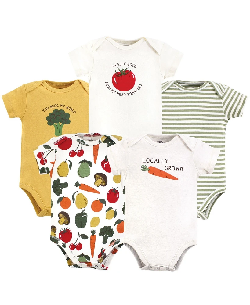 Touched by Nature Baby Boys Cotton Bodysuits, Happy Veggies, Preemie