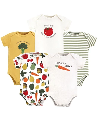 Touched by Nature Baby Boys Cotton Bodysuits, Happy Veggies, Preemie