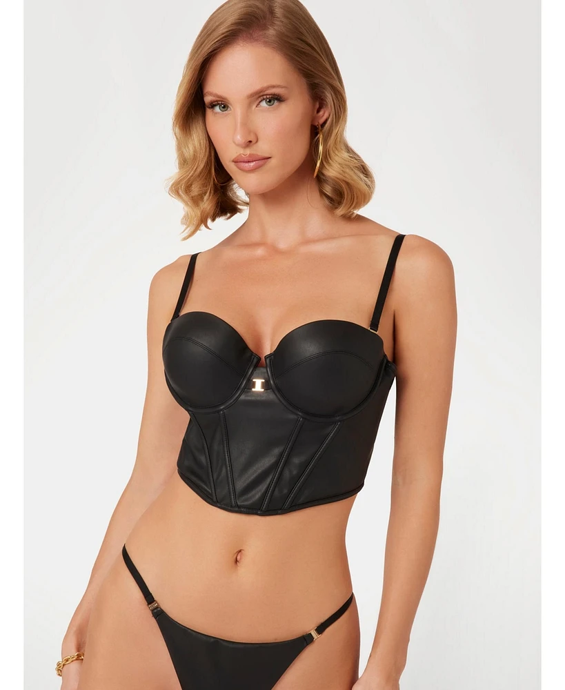 Guess Women's Tania Faux-Leather Padded Bustier