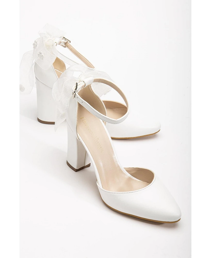 Lilly Bridal Shoes with Lace Back Bow