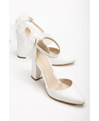 Lilly Bridal Shoes with Lace Back Bow
