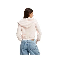 Cotton On Women's Velour Fitted Zip Through Hoodie