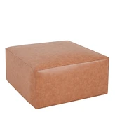 Square Pu Leather Ottoman,Tan