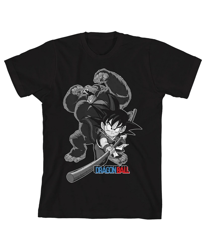 Dragon Ball Goku Giant Ape Transformation Crew Neck Short Sleeve Boy's Black T-shirt-xxl