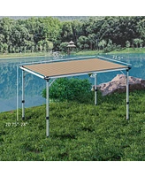 Outsunny Foldable Table, Adjustable Height Aluminum Table for Picnic
