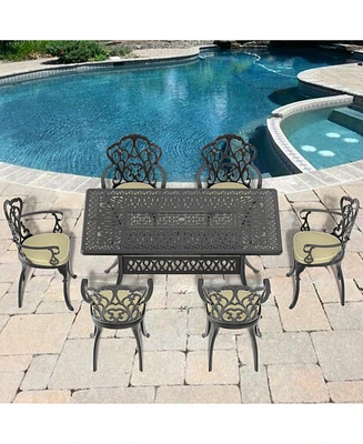 Cushions In Random Colors) -Piece Set Of Cast Aluminum Patio Furniture