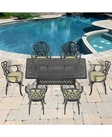 Cushions In Random Colors) -Piece Set Of Cast Aluminum Patio Furniture