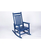 Oversized Navy Outdoor Rocker, Weather-resistant, wood-texture