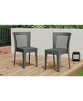 Stackable Wicker Patio Chairs - Grey, Durable & Stylish